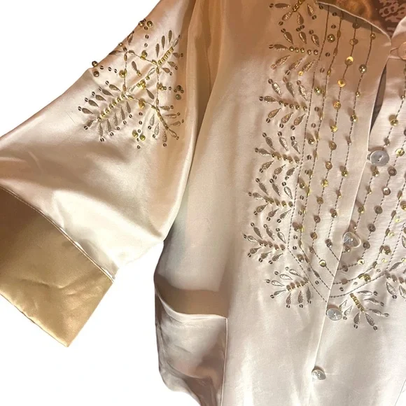 Linea by Louis Dell'Olia 100% Silk Beaded, Sequins& Embroidered Jacket. Size XL - Picture 3 of 7